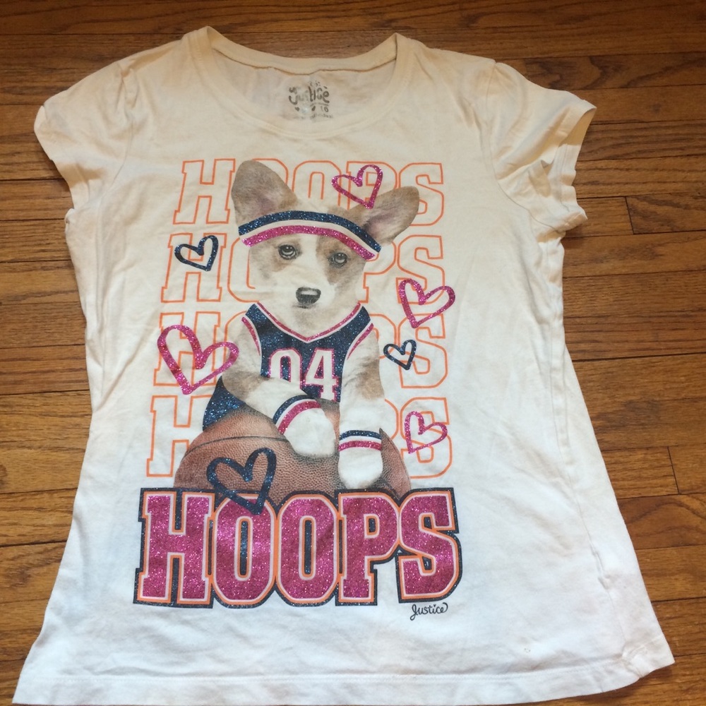 Justice T-Shirt Size 16 Dog Basketball
